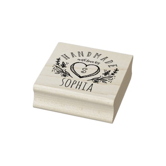Handgemaakt met Liefde Schetste Bloemen Hart Monog Rubberstempel (Stempel)