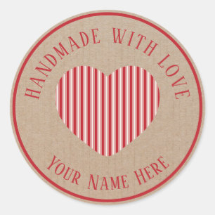 Handgemaakt met liefde Traditioneel snoep Strepen Ronde Sticker