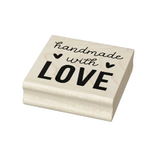 Handgemaakt Met Liefde Vierkante Hout Kunst Stamp Rubberstempel