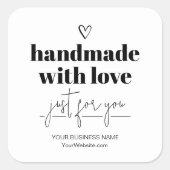 Handgemaakt met liefde vierkante sticker (Voorkant)