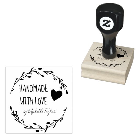 Handgemaakt met liefdesgerichte rubberstempel rubberstempel (Gestempeld)
