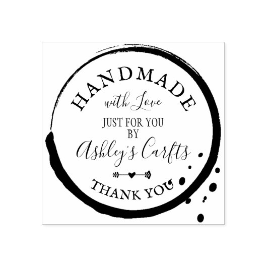 Handgemaakt met liefdesinkt vlek Dank u voor u Rubberstempel (Afrduk)