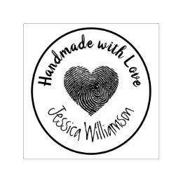 Handgemaakt met liefdesstempel Heart Name (Aangepa Zelfinktende Stempel