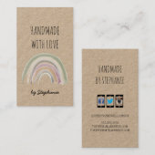 Handgemaakt met Love Boho Rainbow Kraft Paper Rust Visitekaartje (Voorkant / Achterkant)