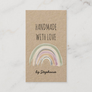 Handgemaakt met Love Boho Rainbow Kraft Paper Rust Visitekaartje