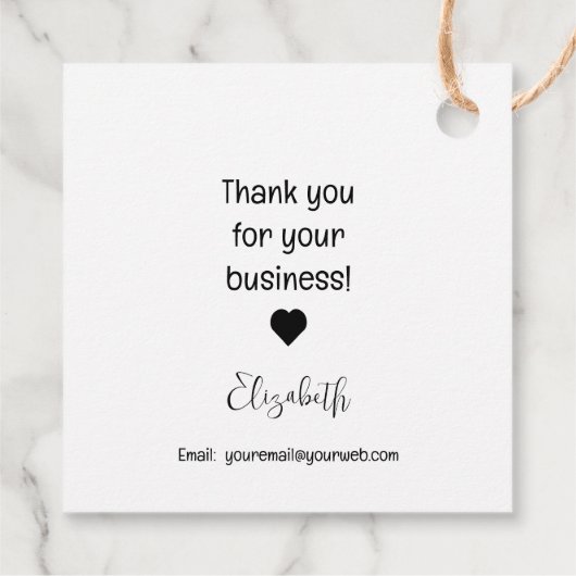 Handgemaakt met Love Business Insert - Monochromat Bedankjes Labels (Achterkant)