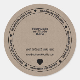 Handgemaakt met Love Business Kraft-papier Ronde Sticker