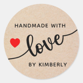 Handgemaakt met Love Classic Round Sticker