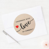 Handgemaakt met Love Classic Round Sticker (Envelop)