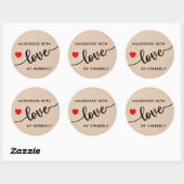Handgemaakt met Love Classic Round Sticker (Vel)