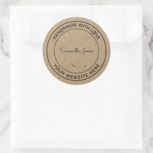 Handgemaakt met Love Craft DIY Kraft Paper Ronde Sticker