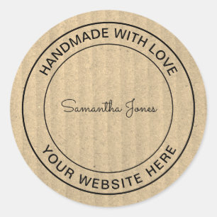 Handgemaakt met Love Craft DIY Kraft Paper Ronde Sticker