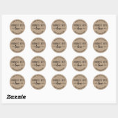 Handgemaakt met Love Custom Kraft Look Dank U Ronde Sticker (Vel)