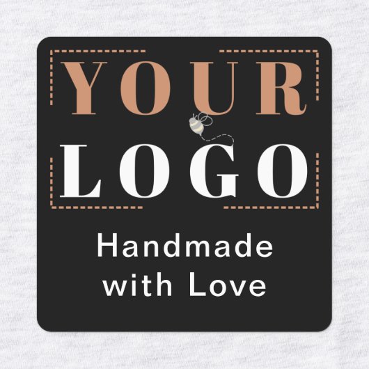 Handgemaakt met Love Custom Logo Zwart Kleding Labels (Design 2)