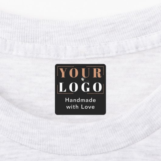 Handgemaakt met Love Custom Logo Zwart Kleding Labels (Aangebracht)
