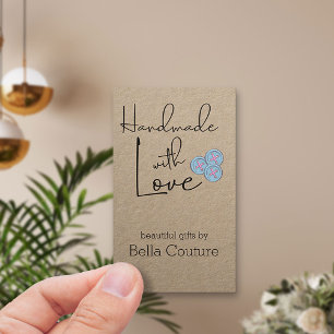 Handgemaakt met Love Cute Buttonnen Rustic Kraft Visitekaartje