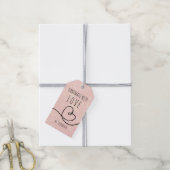 Handgemaakt met Love Doodle Heart Pink glitter Cadeaulabel (Met Touw)