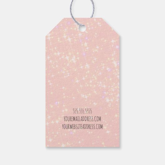 Handgemaakt met Love Doodle Heart Pink glitter Cadeaulabel (Achterkant)