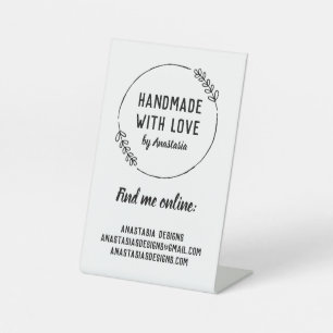 Handgemaakt met Love Doodle Wreated Craft Business Reclamebord Met Voetstuk