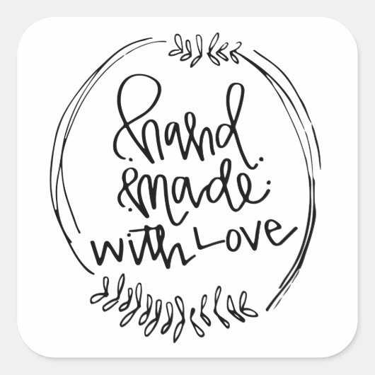 Handgemaakt met Love Doodle Wreath Sticker (Voorkant)