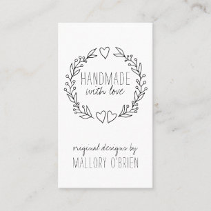 Handgemaakt met Love Doodle Wreath Vertical Visitekaartje