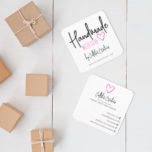 Handgemaakt met Love Etsy Home Crafter Art Heart S Vierkante Visitekaartje