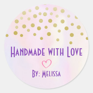 handgemaakt met Love Faux Gold Confetti Ronde Sticker