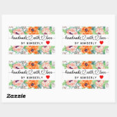 Handgemaakt met Love Floral Rectangular Sticker (Vel)