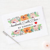 Handgemaakt met Love Floral Rectangular Sticker (Envelop)