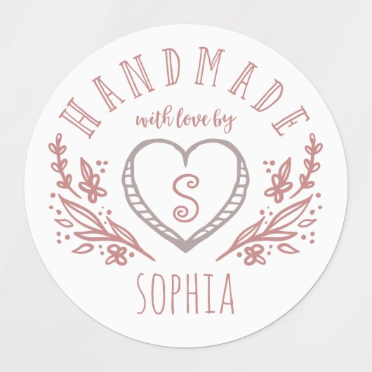Handgemaakt met Love Florals, Heart & Monogram Set Labels (Design 1)