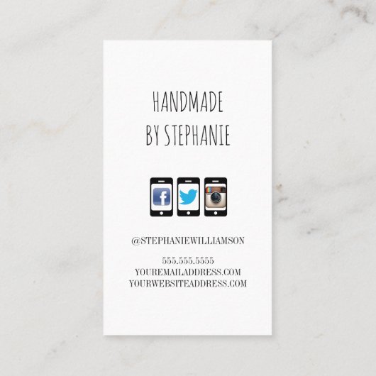 Handgemaakt met Love Gold Heart | Sociale media Visitekaartje (Achterkant)