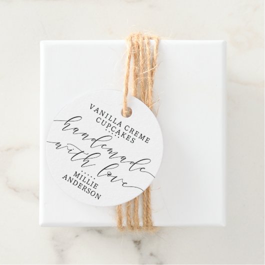 Handgemaakt met Love Handwrited Script Business Cl Bedankjes Labels (In situ)