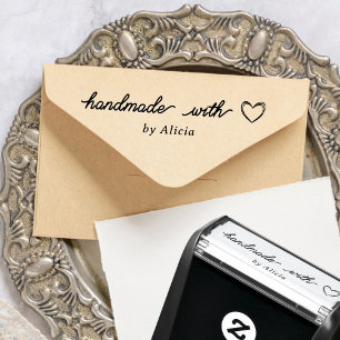 Handgemaakt met Love Heart Gepersonaliseerde Rubbe Zelfinktende Stempel