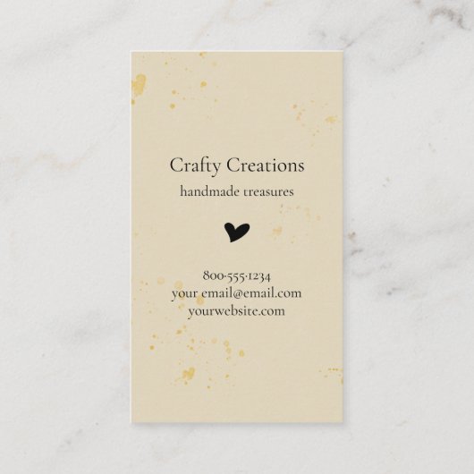 Handgemaakt met Love Heart Kalligrafie Tarwe Goud Visitekaartje (Achterkant)