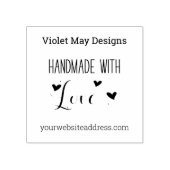 Handgemaakt met Love Hearts Aangepaste naam & Webs Rubberstempel (Afrduk)