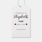 Handgemaakt met Love Hearts Bedankt Cadeaulabel (Voorkant)