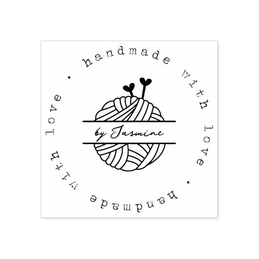 Handgemaakt met Love Knit Small Business Custom Rubberstempel (Afrduk)