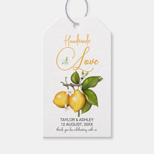 Handgemaakt met Love Lemon Fruit | Bruiloft Cadeaulabel (Voorkant)