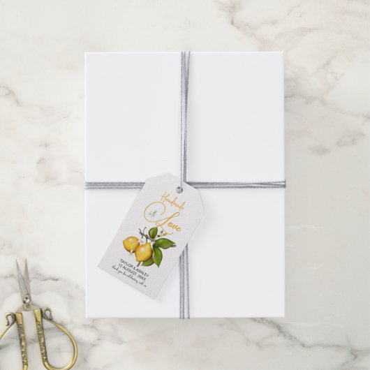 Handgemaakt met Love Lemon Fruit | Bruiloft Cadeaulabel (Met Touw)