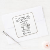 Handgemaakt met Love naaimachine Vierkante Sticker (Envelop)