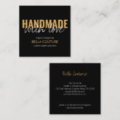 Handgemaakt met Love Oversized Typography Zwart Vierkante Visitekaartje (Voorkant / Achterkant)