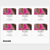 Handgemaakt met Love Pink, Black, Gold Abstract Vierkante Sticker (Vel)