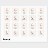 Handgemaakt met Love Pink Crescent Moon Vierkante Sticker (Vel)