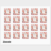 Handgemaakt met Love Red Hearts Fun Love Pattern Vierkante Sticker (Vel)