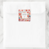 Handgemaakt met Love Red Hearts Fun Love Pattern Vierkante Sticker (Tas)