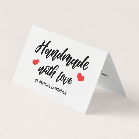 Handgemaakt met Love Red Hearts - Instructies voor Visitekaartjes (Voorkant)