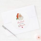 Handgemaakt met Love Retro  Santa Claus Ronde Sticker (Envelop)