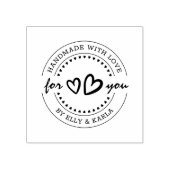 Handgemaakt met Love Script Heart Business Houten Rubberstempel (Afrduk)