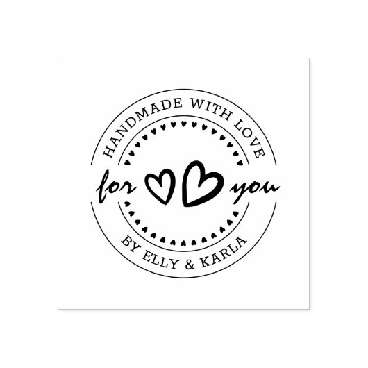 Handgemaakt met Love Script Heart Business Houten Rubberstempel (Afrduk)
