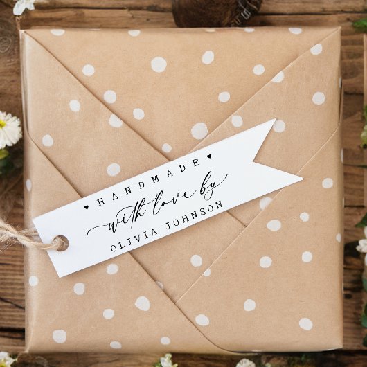 Handgemaakt met Love Script Heart Gepersonaliseerd Rubberstempel